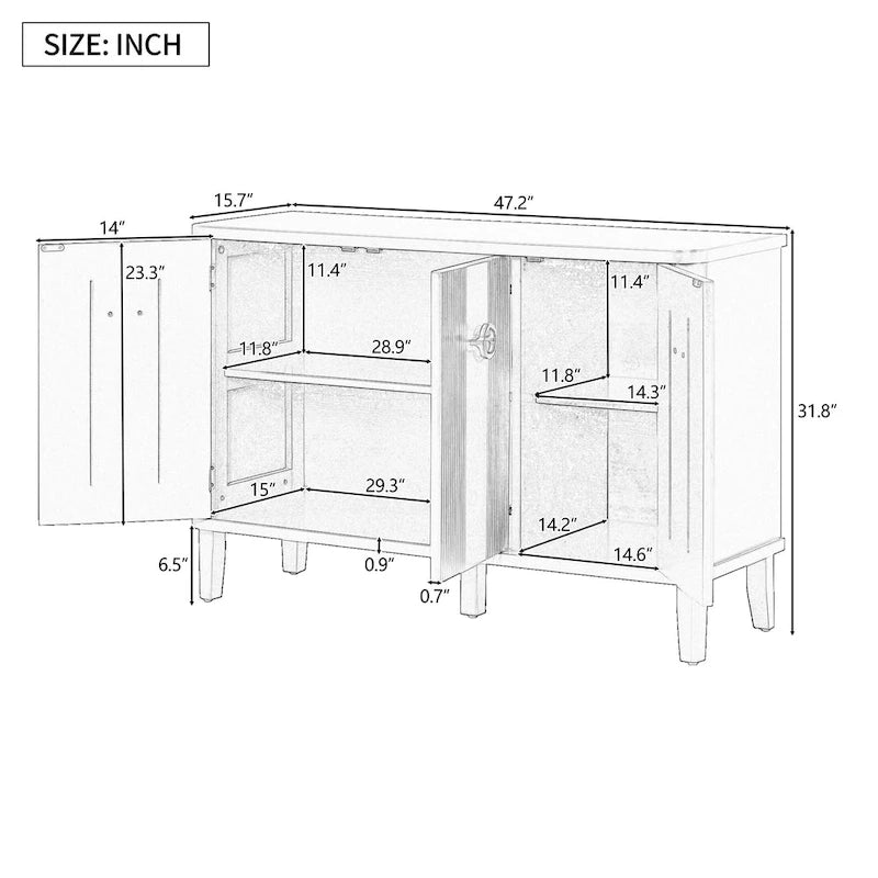 Modern MDF Storage Cabinet with Round Handle Doors