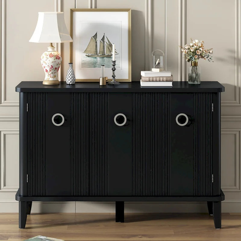 Modern MDF Storage Cabinet with Round Handle Doors
