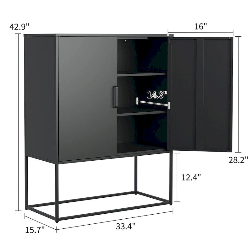 Metal Storage Cabinet with Magnetic Doors and Adjustable Shelves